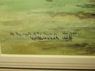 Lot 32 - WILLIAM MINSHALL BIRCHALL (BRITISH, 1884-1941) : Down channel with a good breeze; At the mouth of the Thames, war time