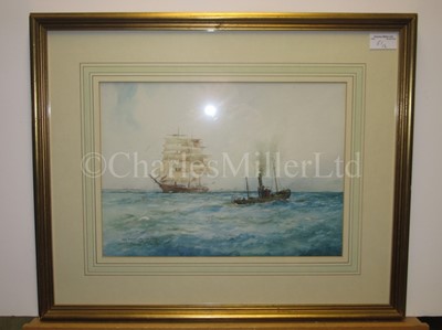 Lot 32 - WILLIAM MINSHALL BIRCHALL (BRITISH, 1884-1941) : Down channel with a good breeze; At the mouth of the Thames, war time