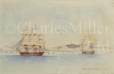 Lot 185 - ENGLISH OFFICER SCHOOL, 1836 : H.M.S. 'Hercules' and H.M.S. 'Asia' off Dover, June 12th 1836