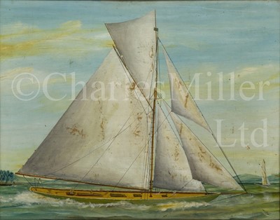 Lot 86 - ENGLISH PRIMITIVE SCHOOL, 20TH CENTURY : Sir Thomas Lipton's 'Shamrock'