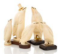 Lot 158 - Ø A NOVELTY FAMILY SET OF MARINE IVORY...