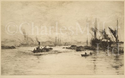 Lot 12 - WILLIAM LIONEL WYLLIE (BRITISH, 1851-1931) : The wind falls light and two others