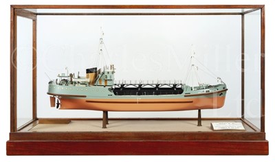 Lot 136 - A BOARDROOM MODEL BY BASSETT-LOWKE LTD, NORTHAMPTON FOR THE DIESEL STONE-CARRYING HOPPER BARGE MERSEY No. 42, BUILT FOR MERSEY DOCKS & HARBOUR BOARD BY LOBNITZ & CO. LTD, RENFREW, 1957