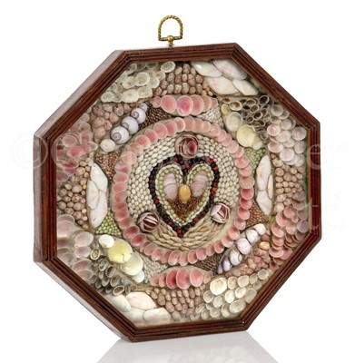 Lot 49 - A 19TH CENTURY SAILOR'S SHELLWORK VALENTINE