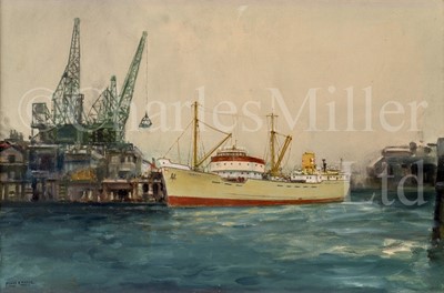 Lot 138 - FRANK HENRY MASON (BRITISH, 1875-1965)

The F.T. Everard cargo ship 'Stability' unloading at Crown Wharf, Deptford
