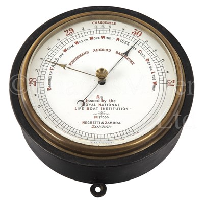 Lot 76 - AN RNLI ANEROID BAROMETER BY NEGRETTI & ZAMBRA, LONDON, CIRCA 1900