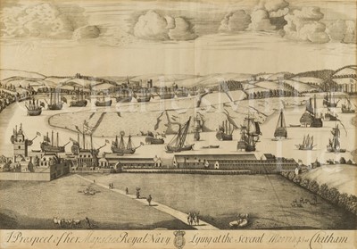 Lot 157 - ‘A PROSPECT OF HER MAJESTIES ROYAL NAVY LYING AT THE SEVERAL MOORINGS AT CHATHAM’ [CIRCA 1714]
