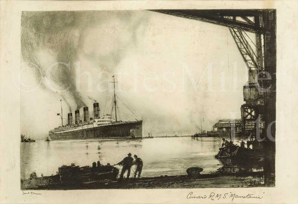 Lot 116 - FRANK HENRY MASON (BRITISH, 1875-1965) - Cunard R.M.S. ‘Mauretania’