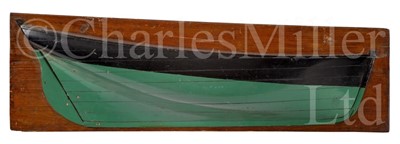 Lot 16 - A HALF-BLOCK MODEL, PROBABLY FOR A FISHING LUGGER, CIRCA 1880