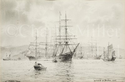 Lot 52 - JOHN STEVEN DEWS (BRITISH, B. 1949) : ‘Spindrift’ at Foo Chow, 1868; ‘Lahloo’ at Gravesend, 1870