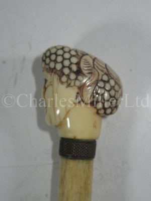 Lot 42 - Ø A 19TH CENTURY SAILORWORK WHALEBONE WALKING STICK