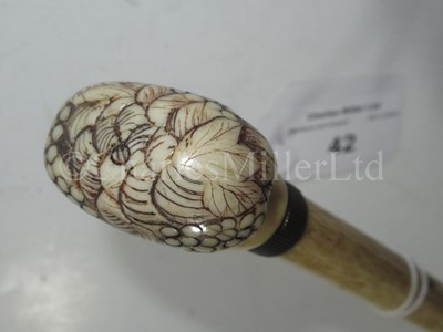 Lot 42 - Ø A 19TH CENTURY SAILORWORK WHALEBONE WALKING STICK