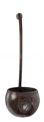 Lot 60 - Ø A 19TH CENTURY SAILORWORK COCONUT SHELL WATER DIPPER