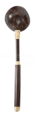 Lot 59 - Ø A 19TH CENTURY SAILORWORK COCONUT SHELL WATER DIPPER