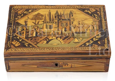 Lot 175 - AN EARLY 19TH CENTURY NAPOLEONIC FRENCH PRISONER OF WAR STRAW-WORK JEWELLERY CASKET