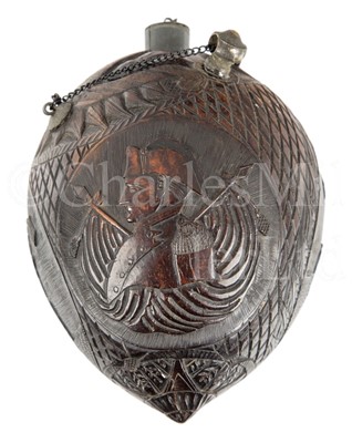 Lot 189 - A FINE ‘BUGBEAR’ COCONUT CARVED SHELL POSSIBLY COMMEMORATING THE LOUISIANA PURCHASE OF 1803