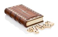 Lot 179 - Ø A FINE SAILOR WORK MARQUETRY DOMINOES SET,...