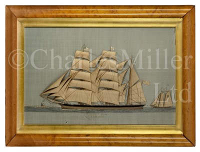 Lot 68 - A RAISED SILKWORK PICTURE OF THE BARQUE COOLEEN, BELFAST BY THOMAS WILLIS, NEW YORK