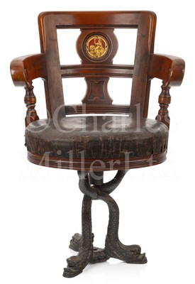 Lot 127 - A SALOON CHAIR FROM A LONDON & NORTHWESTERN RAILWAY VESSEL, CIRCA 1890