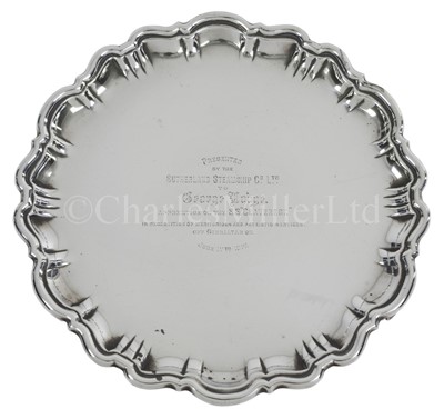 Lot 129 - A PRESENTATION SILVER SALVER, CIRCA 1917