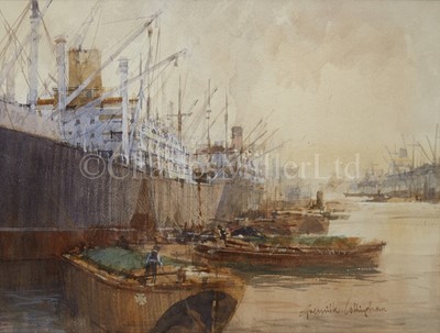 Lot 136A - GRENVILLE COTTINGHAM (BRITISH, 1943-2007) ; Preparing to coal the ship & another