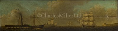 Lot 100 - ENGLISH PROVINCIAL SCHOOL, CIRCA 1845 - The steam packet 'Transit' passing a Hamburg schooner off Spurn Point, Humber Estuary; the steam packet 'Transit' approaching Boulogne