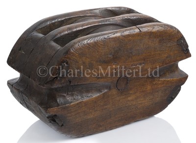 Lot 182 - A DOUBLE SHEATHED BLOCK FROM H.M.S. REVENGE, 1778