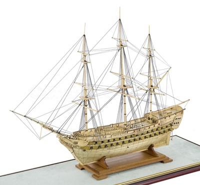 Lot 191 - AN EARLY NAPOLEONIC FRENCH PRISONER OF WAR BONE SHIP MODEL