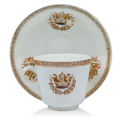 Lot 238A - A ROYAL NAVAL OFFICER'S CUP AND SAUCER, CIRCA 1880