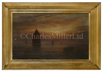 Lot 11 - NICHOLAS PERCY FOX (BRITISH, 19TH/20TH CENTURY) Fishing boats at sunset