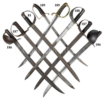 Lot 187 - AN 1845 PATTERN CUTLASS FOR THE ROYAL NAVY; and another