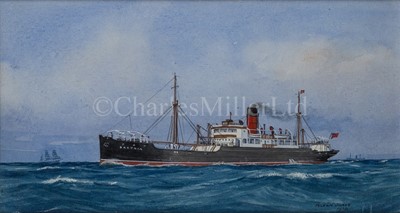 Lot 157 - PELHAM JONES (BRITISH, 1890-1950) - The cargo ship ‘Bactria’ and two others