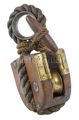 Lot 161 - A RARE LATE 19TH CENTURY LIFESAVING BREECHES BUOY BLOCK