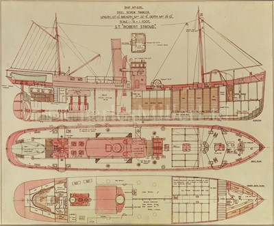 Lot 159 - SHIP'S PLANS FOR THE STEAM TRAWLER ROBERT STROUD, BUILT BY HALL, ABERDEEN, 1930