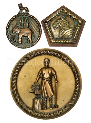 Lot 216 - AN UNOFFICIAL-PATTERN TOMPION PLATE OR BADGE FROM THE TORPEDO BOAT DEPOT SHIP H.M.S. VULCAN (1889)