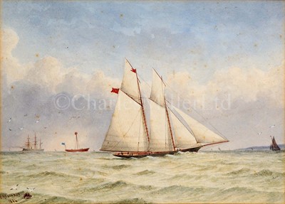 Lot 42 - T. ROBINSON (BRITISH, 20TH CENTURY) - OFF COWES - COMMODORE'S PENNANT R.V.Y.C.