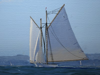 Lot 50 - δ JAMES MILLER (BRITISH, 1962-) - 'MARIQUITA' AND 'TUISA' ON THE SOLENT; 'ELEONORA' AND 'MARIETTE' IN THE WESTWARD CUP 2010