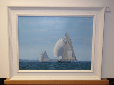 Lot 50 - δ JAMES MILLER (BRITISH, 1962-) - 'MARIQUITA' AND 'TUISA' ON THE SOLENT; 'ELEONORA' AND 'MARIETTE' IN THE WESTWARD CUP 2010