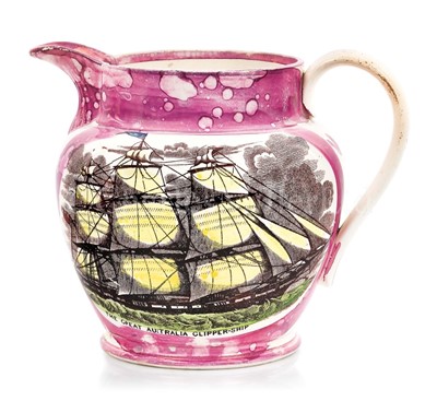 Lot 37 - A SUNDERLAND LUSTREWARE JUG FOR THE CLIPPER SHIP GREAT AUSTRALIA, CIRCA 1870