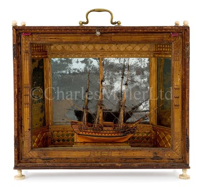 Lot 152 - AN ATTRACTIVE FRENCH PRISONER-OF-WAR BOXWOOD MODEL FOR A 74-GUN SHIP, CIRCA 1810