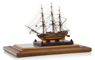 Lot 200 - A FINE MINIATURE FRENCH PRISONER-OF-WAR BOXWOOD MODEL FOR THE FIRST RATE L'OCEAN, CIRCA 1810