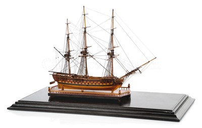 Lot 168 - A FINE FRENCH PRISONER-OF-WAR BOXWOOD MODEL FOR A 74-GUN SHIP, CIRCA 1810