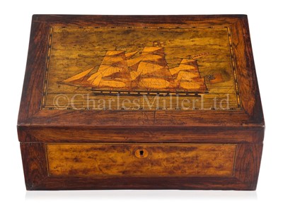 Lot 35 - A TRINITY HOUSE MARQUETRY ESCRITOIRE, CIRCA 1860