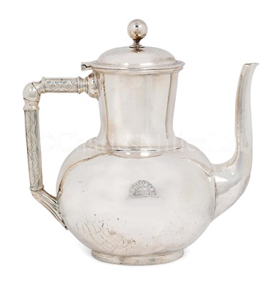 Lot 71 - A RARE COFFEE POT DESIGNED BY DR. CHRISTOPHER DRESSER FOR P&O, CIRCA 1870