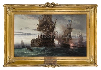 Lot 135 - AUGUSTE BALLIN (FRENCH, 1842-1909) - The ‘Euryalus’ frigate preparing to take the ‘Royal Sovereign’ in tow after the Battle of Trafalgar, 6.15 pm 21st October 1805