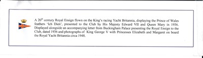 Lot 57 - A RACING FLAG FROM THE ROYAL SAILING YACHT BRITANNIA, CIRCA 1930