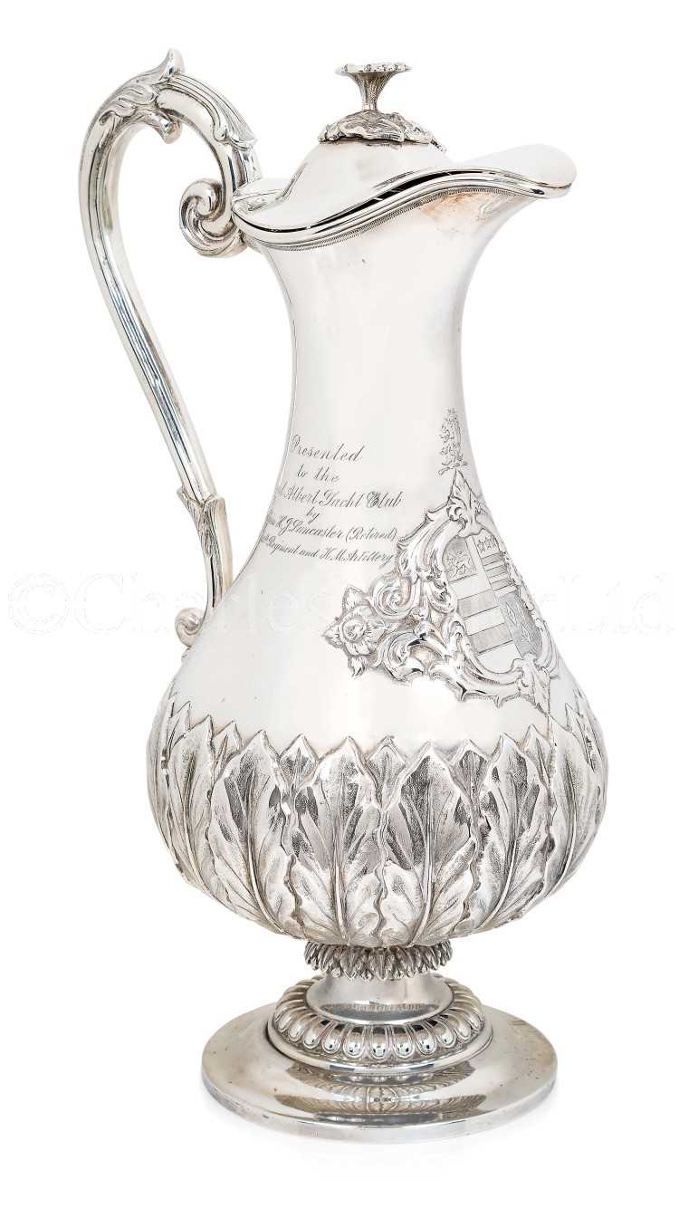 Lot 48 - A SILVER CLARET JUG TROPHY FOR THE ROYAL ALBERT YACHT CLUB, CIRCA 1900