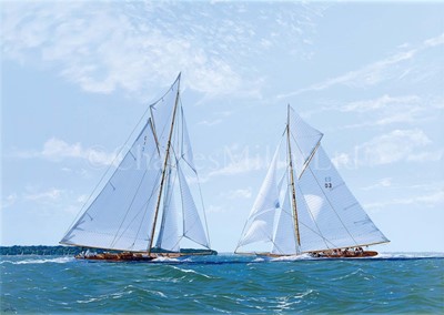 Lot 52 - δ JAMES MILLER (BRITISH, 1962-) - 'MARIQUITA' AND 'TUIGA' RACING OFF THE ISLE OF WIGHT