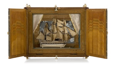Lot 166 - A FINE AND HIGHLY ORIGINAL FULLY RIGGED FRENCH NAPOLEONIC PRISONER OF WAR MINIATURE SHIP MODEL