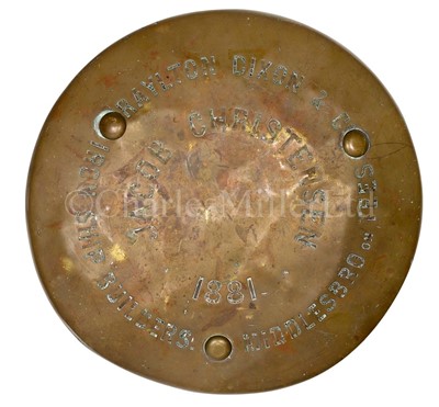 Lot 76 - A BRASS WHEEL HUB FROM THE S.S. JACOB CHRISTENSEN, 1881